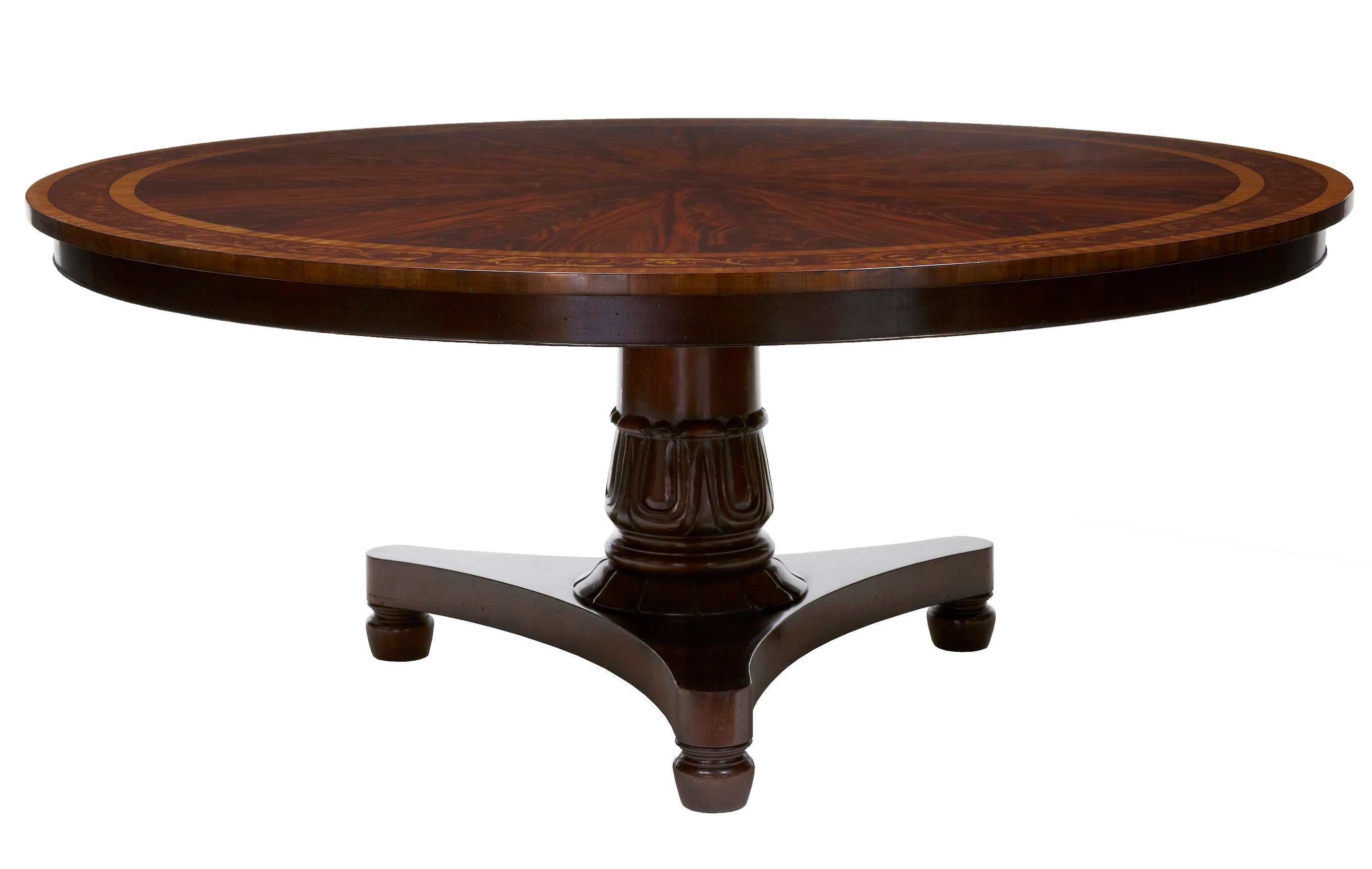 Ten Seats Mahogany Inlaid Round Dining Table