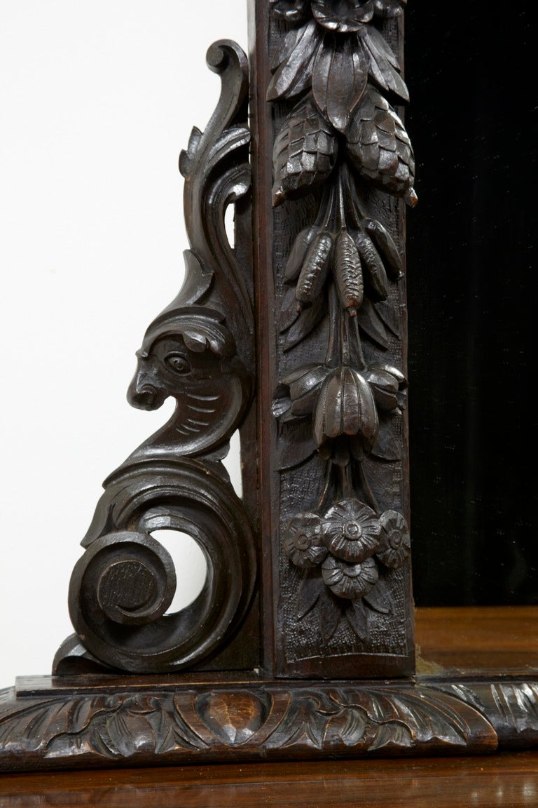 19th Century Carved Oak Mirrored Sideboard Dresser Bar 1