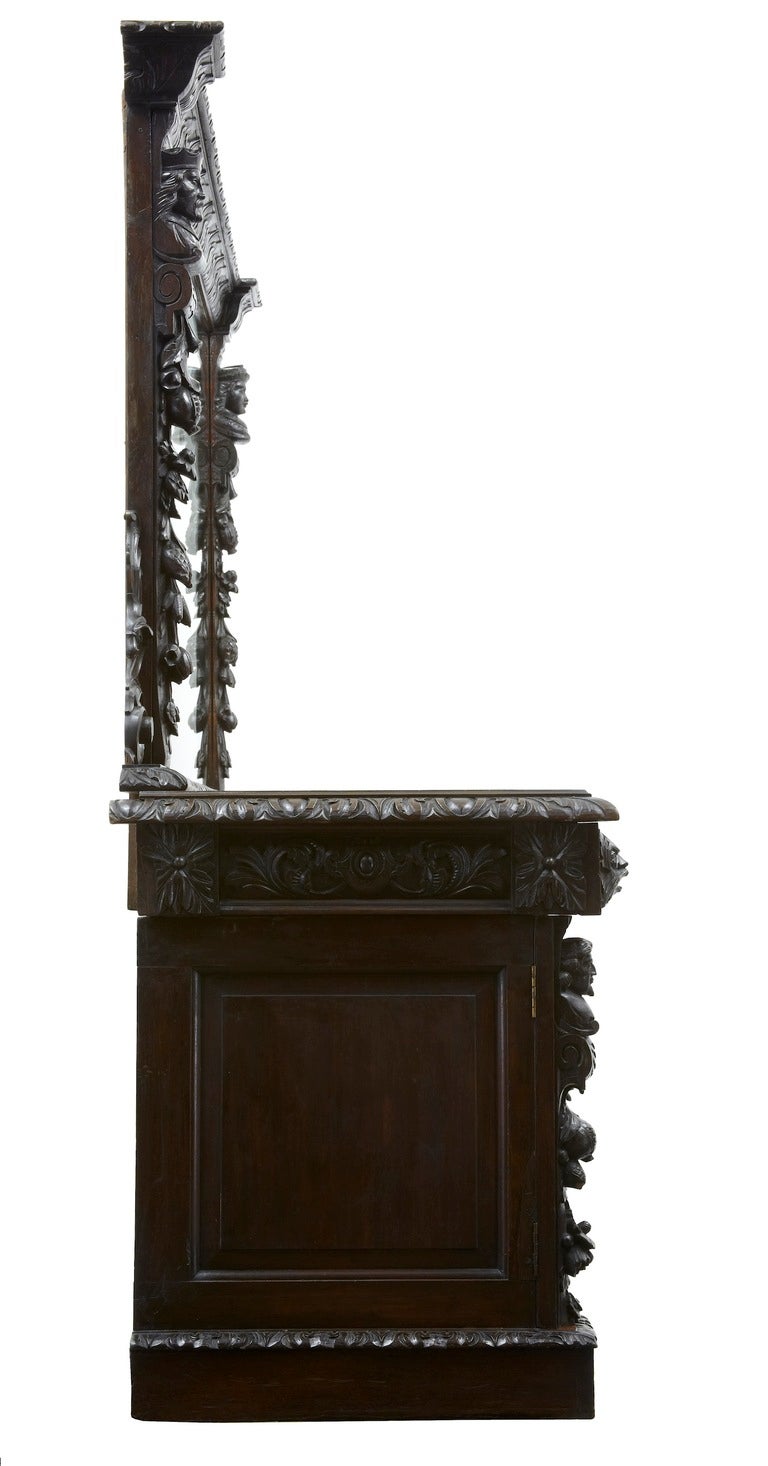 19th Century Carved Oak Mirrored Sideboard Dresser Bar 2