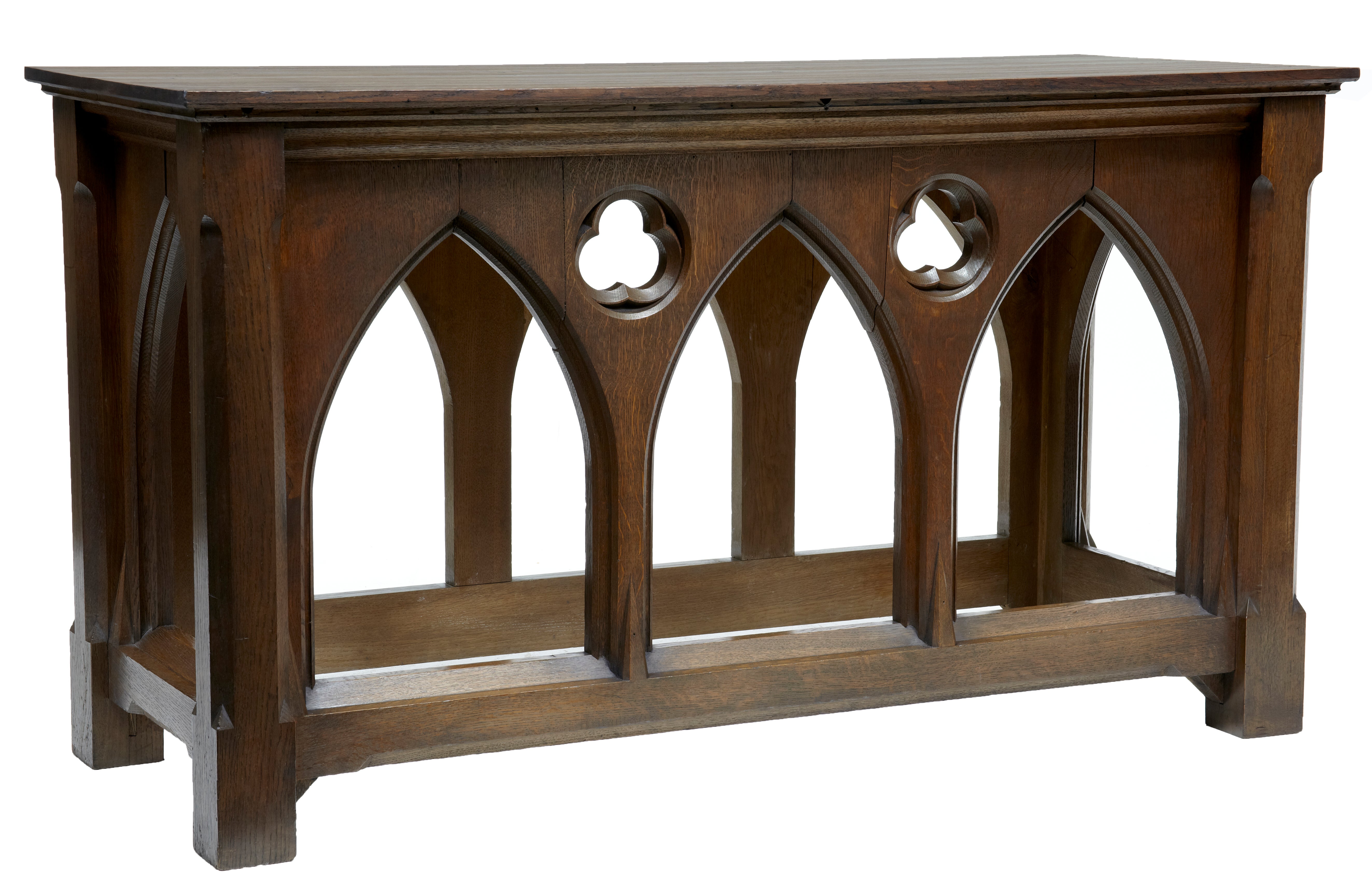 19th Century Antique Oak Gothic Alter Serving Table