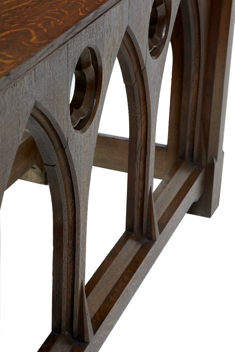 19th Century Antique Oak Gothic Alter Serving Table 1