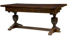 Early 20th Century Oak Refectory Drawleaf Dining Table