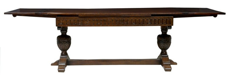 Early 20th Century Oak Refectory Drawleaf Dining Table