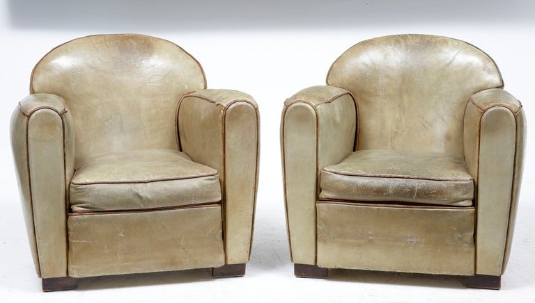 Pair Of Art Deco French Leather Club Armchairs 2