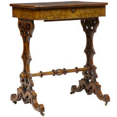 19th Century Victorian Burr Walnut Combined Work Writing Table