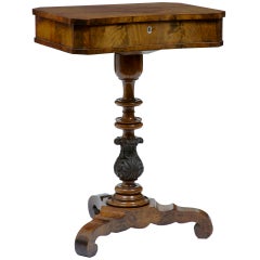 19th Century William IV Inverted Bowfront Mahogany Work Table
