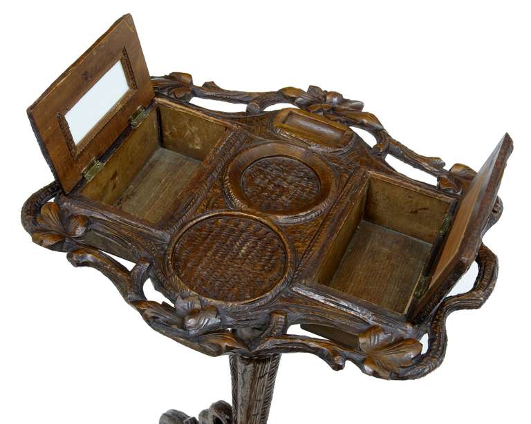 German 19th Century Black Forest Carved Oak Tobacco Stand