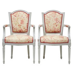 Pair of Painted 19th Century Swedish Shield Back Armchairs