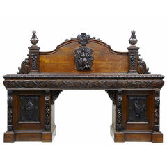 Antique Large Stunning Profusely Carved Oak Buffet Sideboard