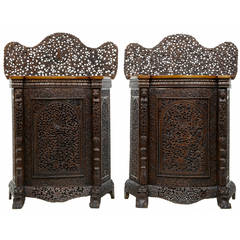 Pair Of 19th Century Carved Anglo Indian Padouk Cabinets