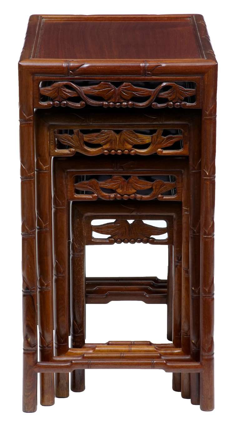 20th Century 1920's Chinese Carved Hardwood Nest Of Tables