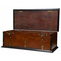 Antique Early 19th Century Satinwood And Ebony Ceylonese Coffer Chest
