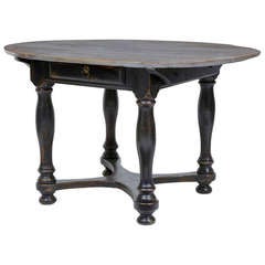 19th Century Swedish Small Painted Rustic Kitchen Dining Table