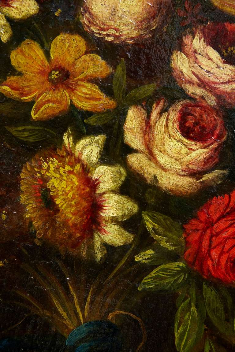 Canvas 18th Century Matched Pair of Gasparo Lopez Floral Still Lifes