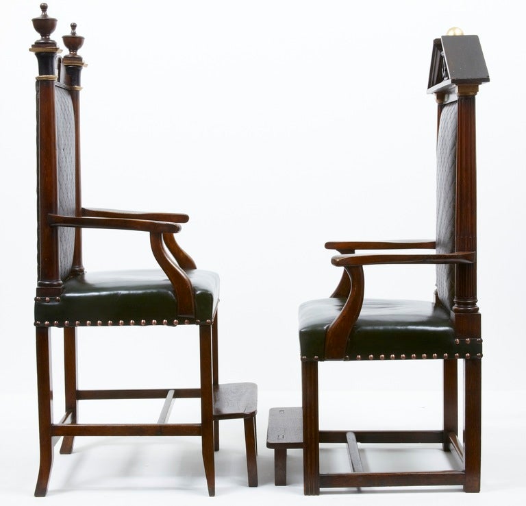 A Pair Of 19th Century And Later Victorian Masonic Oak Throne Armchairs In Excellent Condition In Debenham, Suffolk