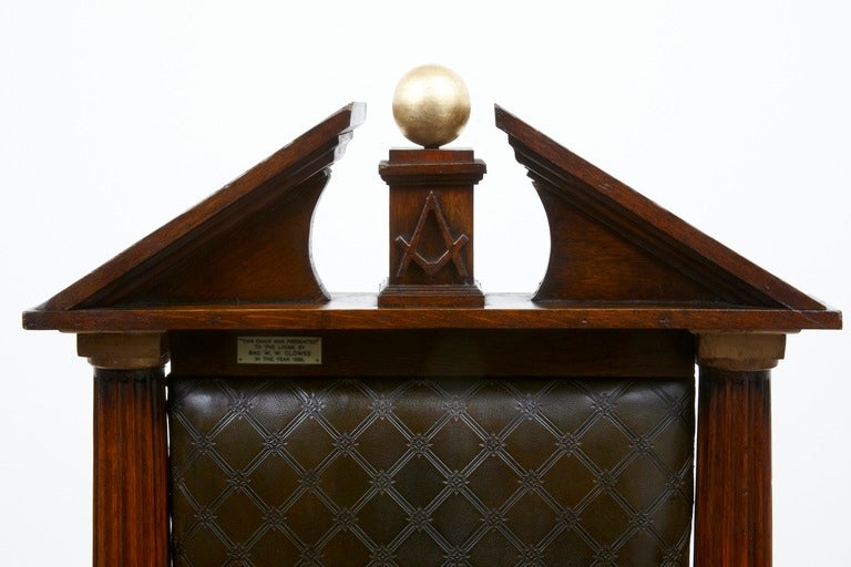 A Pair Of 19th Century And Later Victorian Masonic Oak Throne Armchairs 4