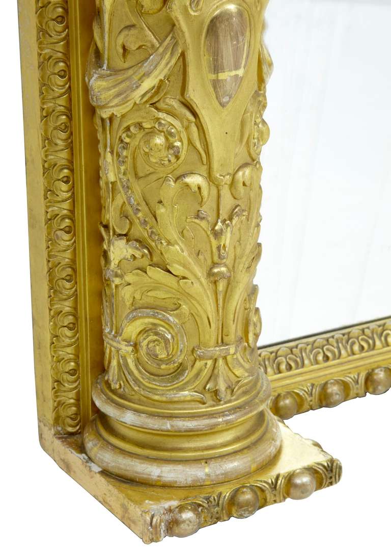 High Victorian 19th Century Carved Gilt Mirror of Large Proportions