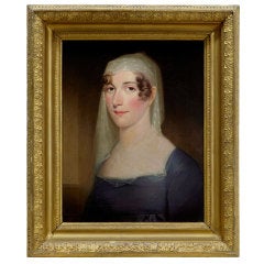 19th Century Oil On Canvas Portrait Of A Lady By Ralph Earl Junior