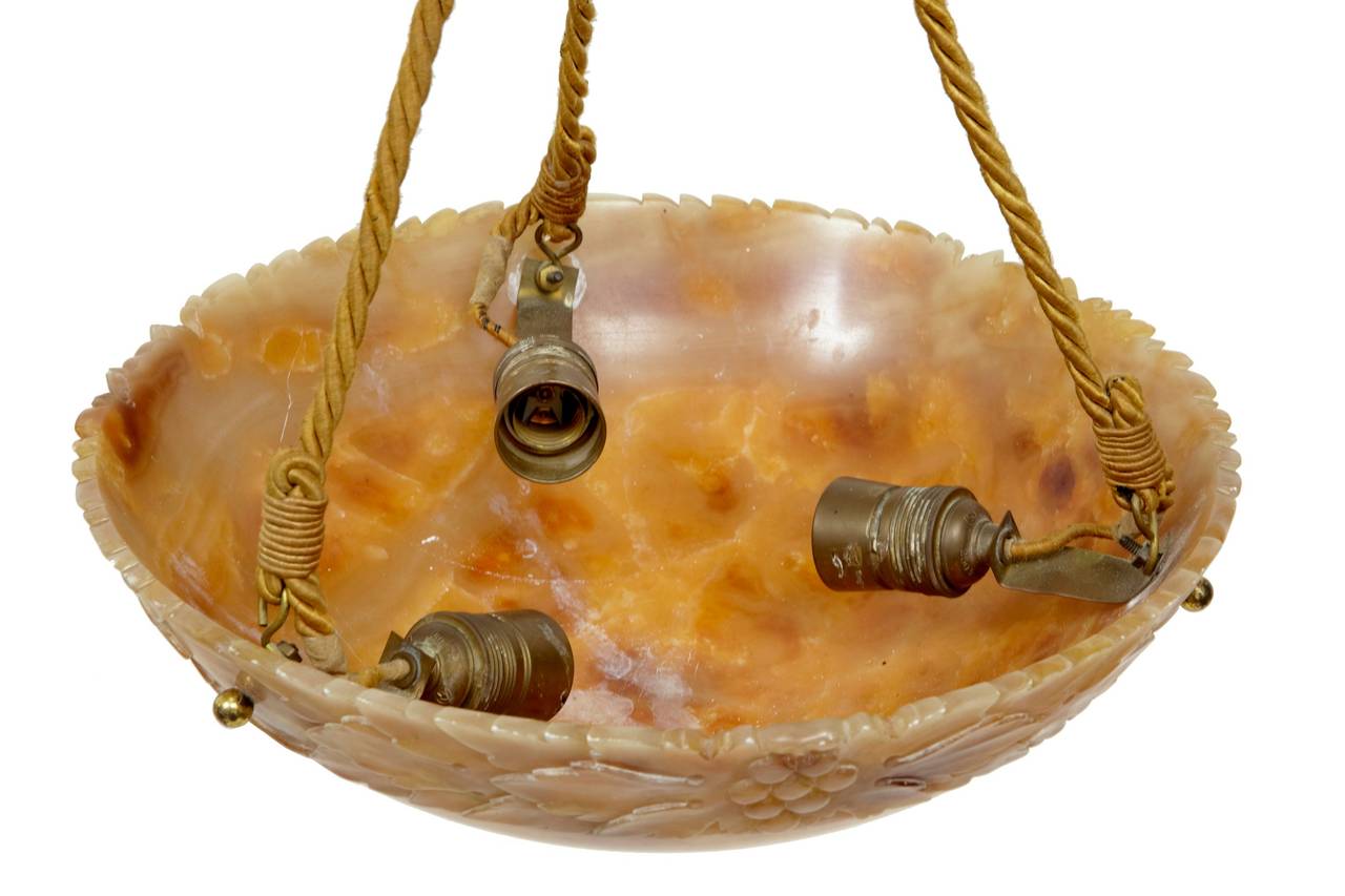 20th Century Art Deco Alabaster Hanging Lamp