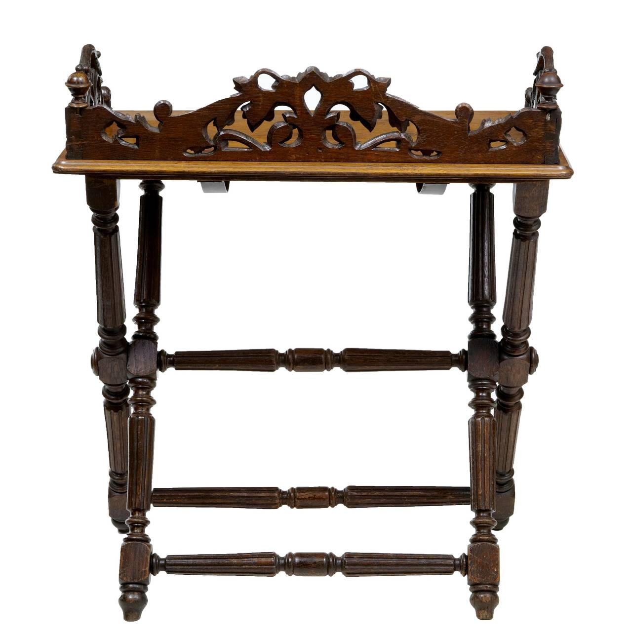 English 19th Century Victorian Carved Oak Butlers Tray on Stand