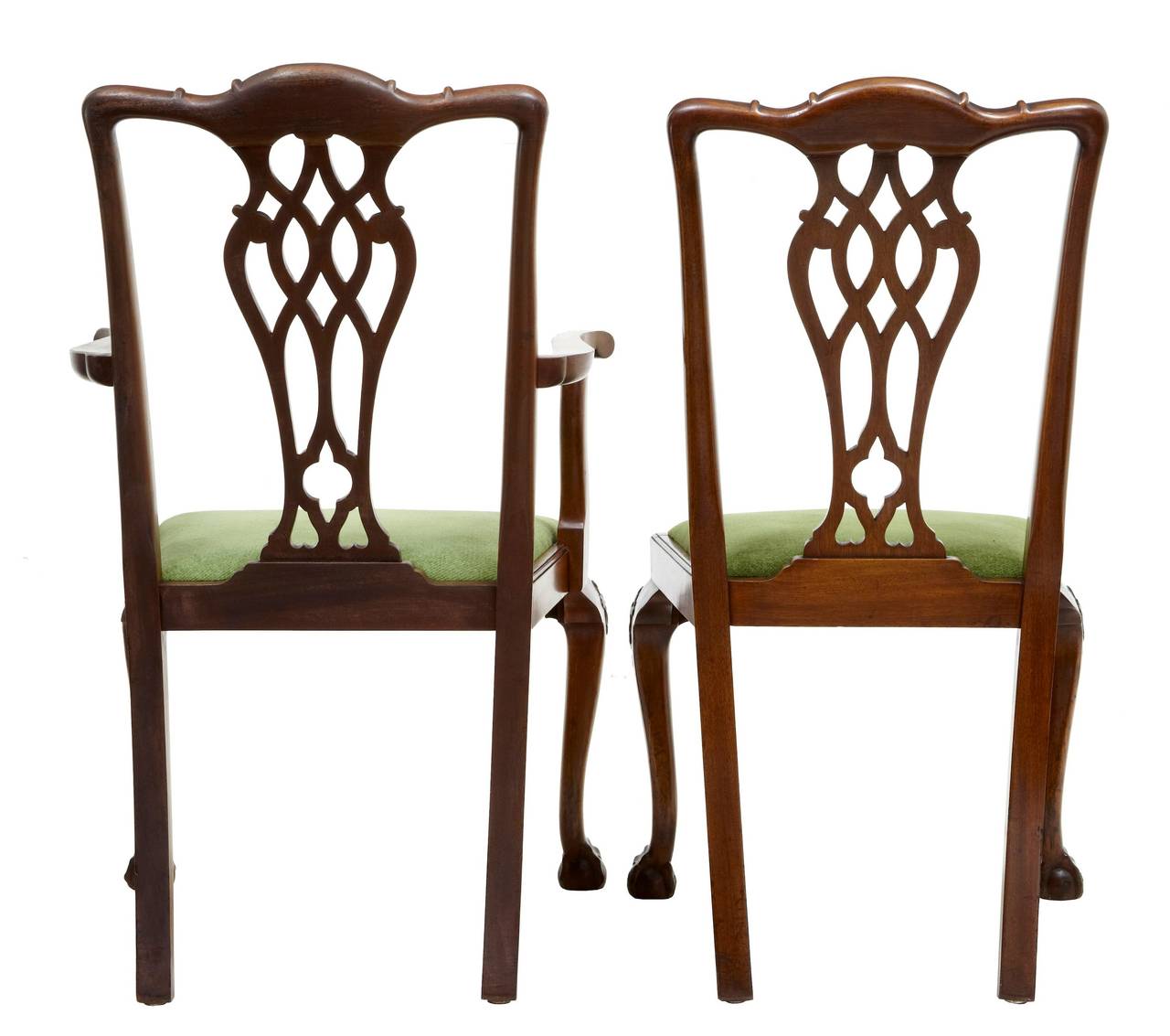 Woodwork Late 19th Century Set of Ten Chippendale Influenced Mahogany Dining Chairs