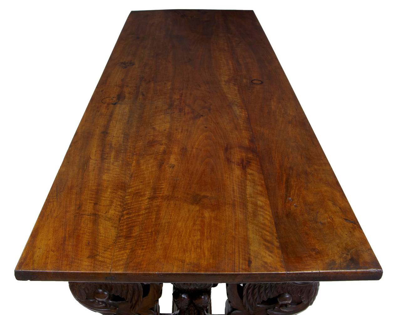 Hand-Carved 19th Century Italian Walnut Refectory Dining Table