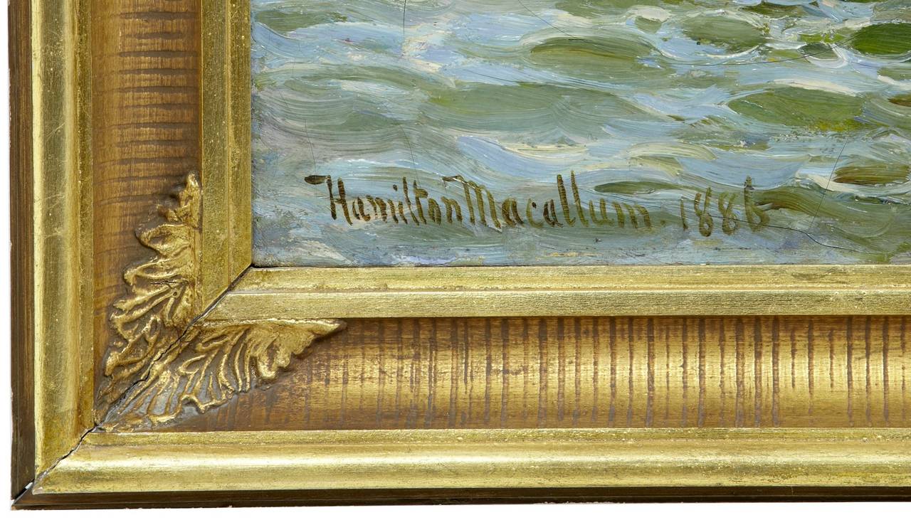 Large 19th Century Oil on Canvas 'a Kiss from the Sea' by Hamilton Macallum 1