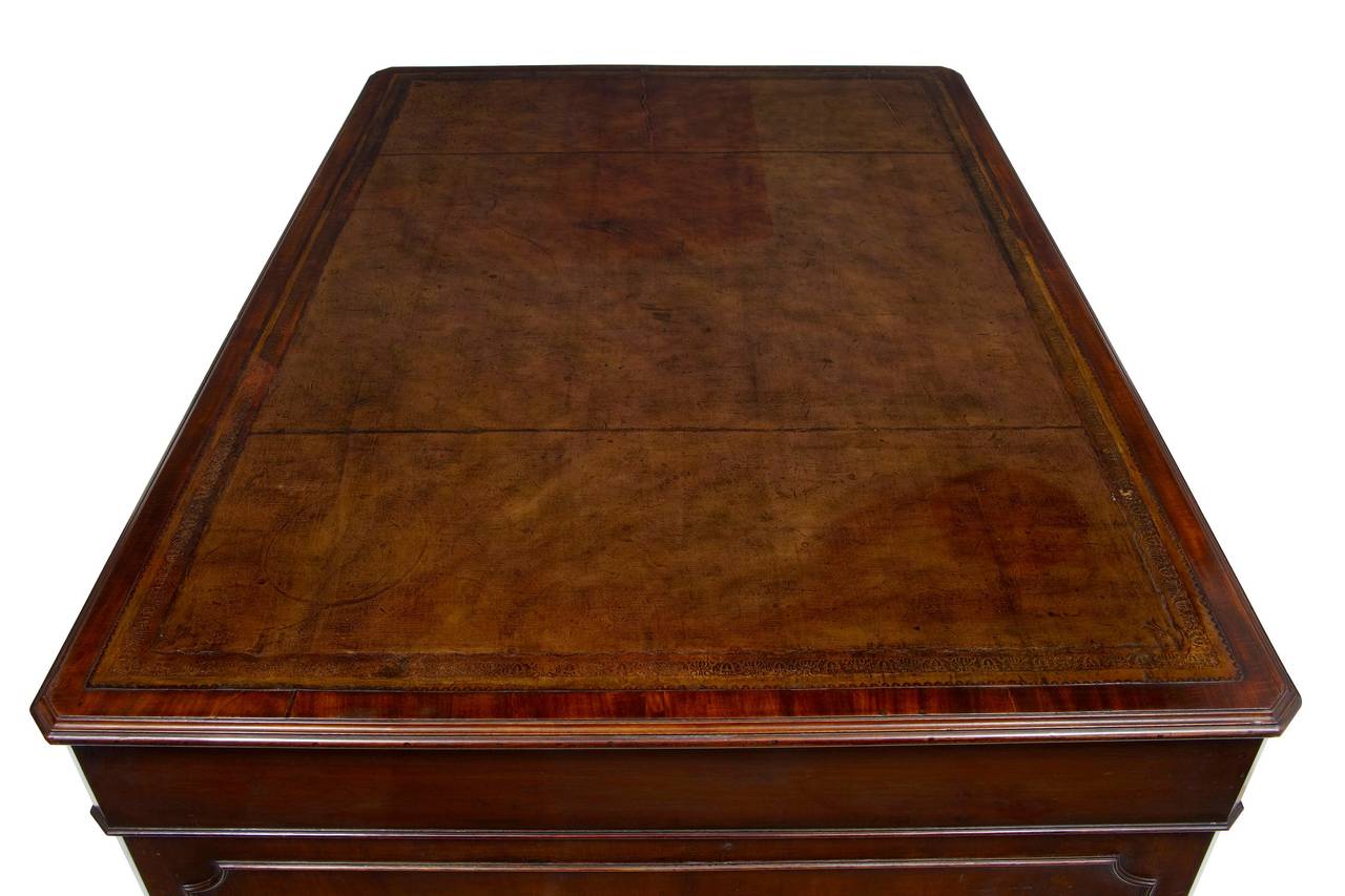 Early 19th Century George III English Mahogany Partners Desk 1