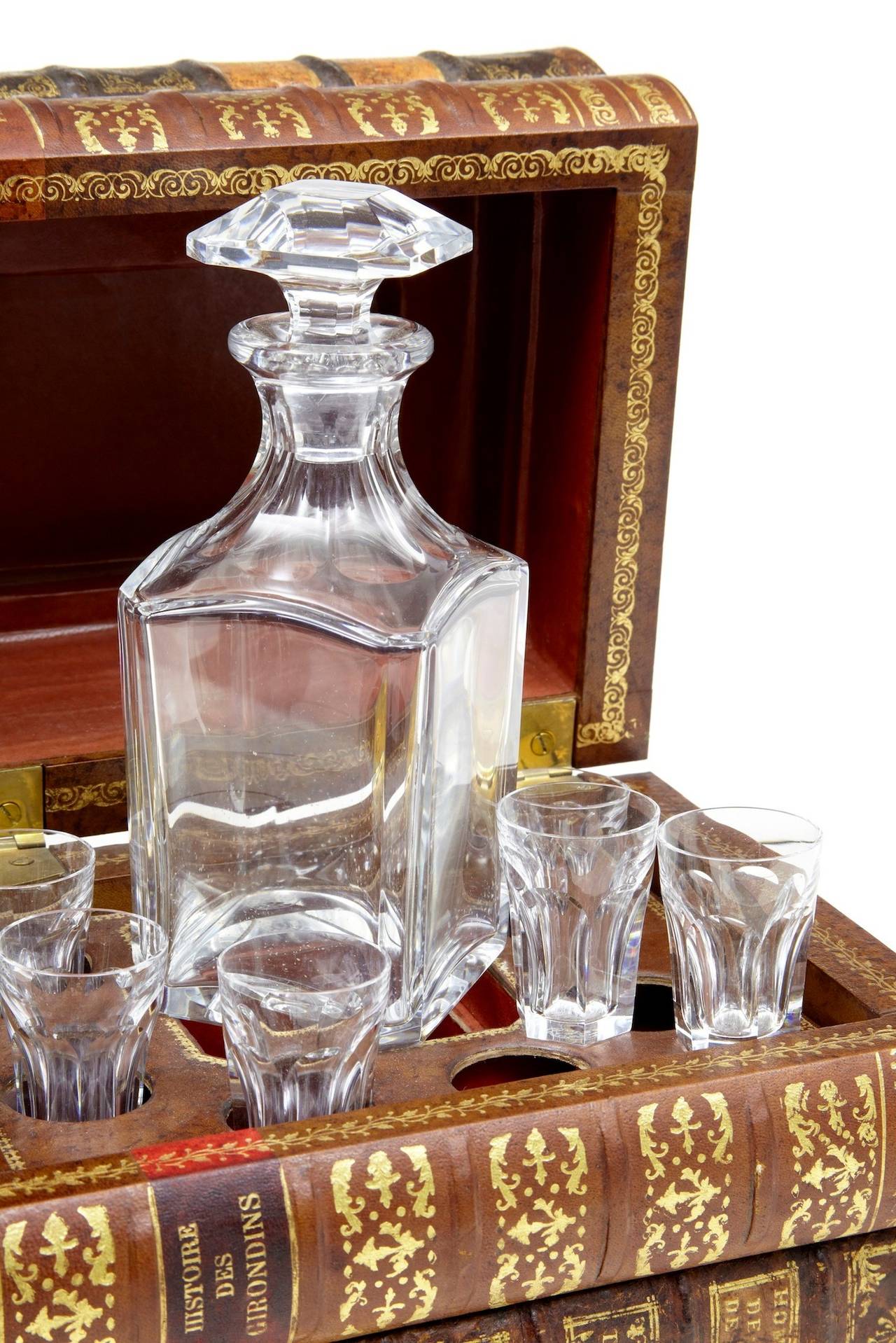 Woodwork Baccarat Novelty Decanter Set in Faux Leather-Form Case