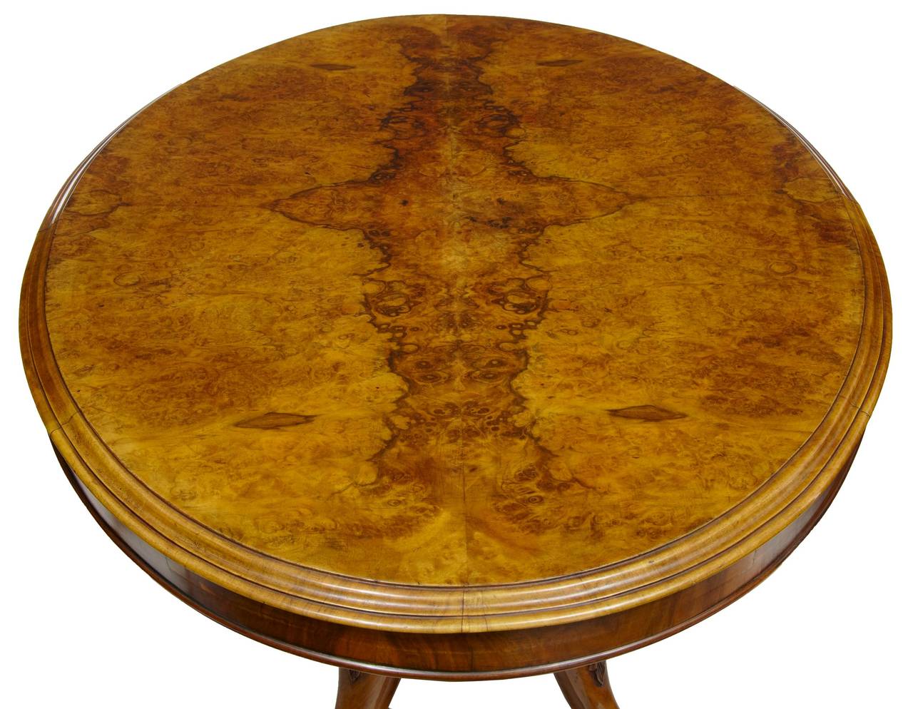 19th Century Victorian Burr Walnut Tilt Top Coffee Table 1