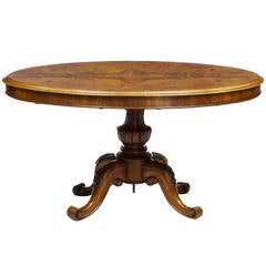 Antique 19th Century Victorian Burr Walnut Tilt Top Coffee Table
