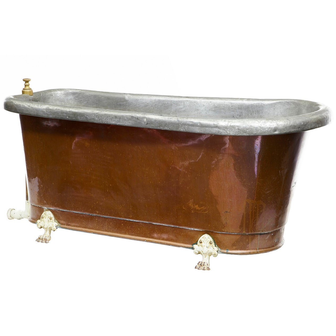 19th Century Victorian Roll-Top Copper Bath Tub