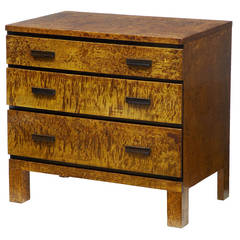 Small Swedish Birch Art Deco Chest of Drawers