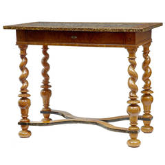 19th Century Swedish Birch Elm Inlaid Occasional Table
