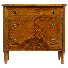 19th Century Inlaid Birch Chest of Drawers Commode