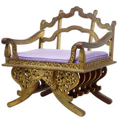 Antique Oriental Thai Howdah Gilt Elephant Saddle Chair