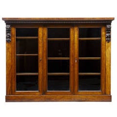 19th Century Early Victorian Walnut Three-Door Bookcase