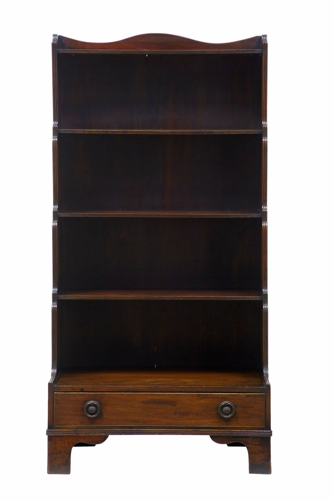 1920s Regency Inspired Waterfall Dwarf Mahogany Bookcase