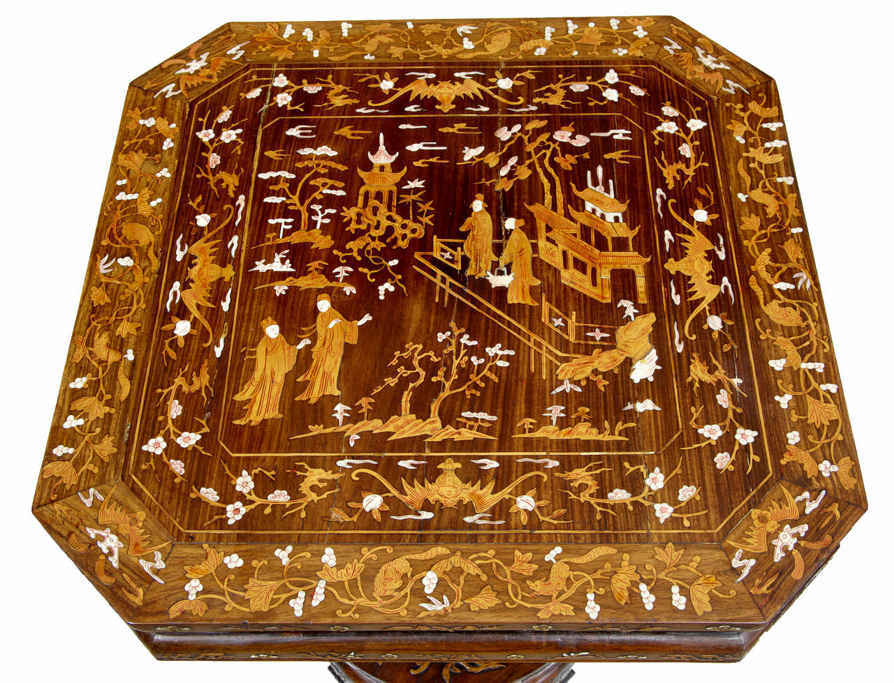 Chinese Export Pair of 19th Century Chinese Hardwood Inlaid Occasional Tables