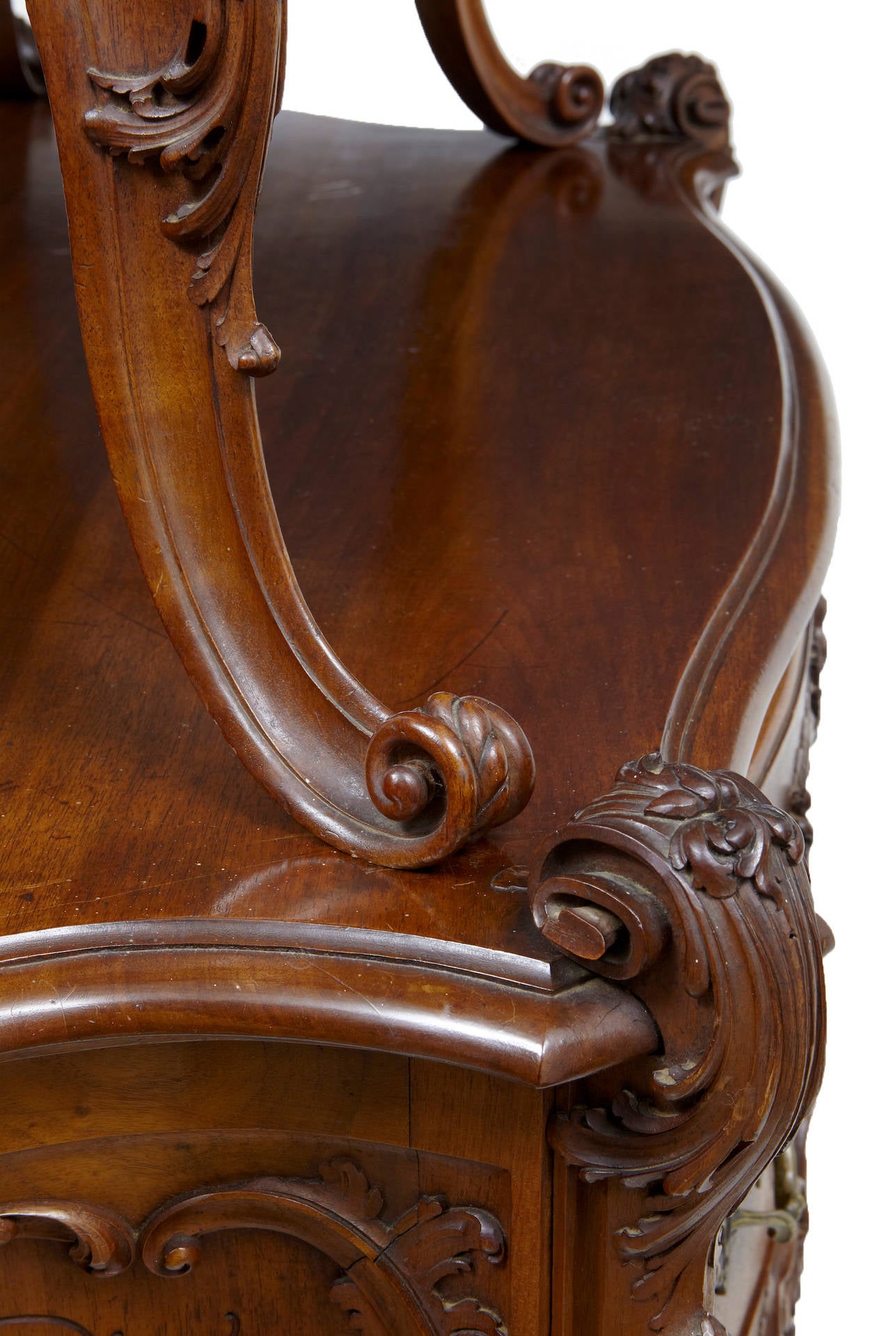 Rare 19th Century Louis XV Influenced Carved Walnut Two-Tier Cabinet on Commode In Excellent Condition In Debenham, Suffolk