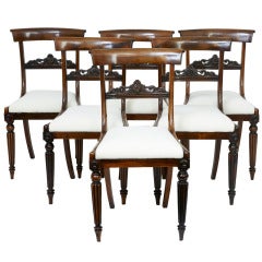 Set Of 6 19th Century Carved Rosewood Dining Chairs