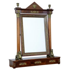 Antique 19th Century French Empire Mahogany Large Dressing Mirror
