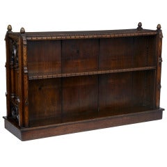 19th Century Carved Oak Gothic Double Sided Bookcase