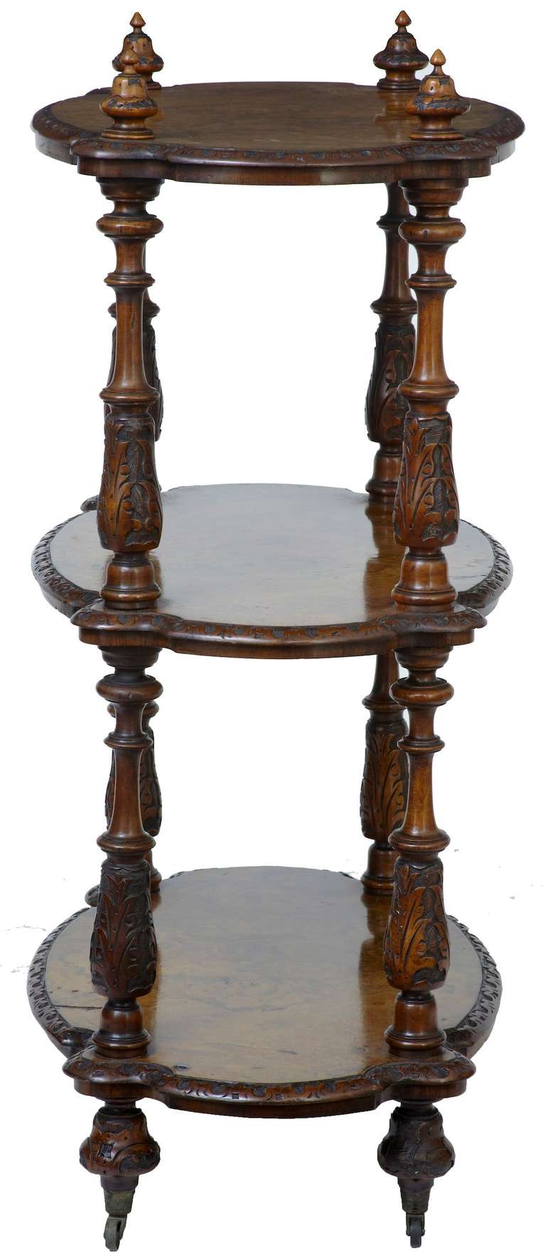 19th century High Victorian carved walnut whatnot.