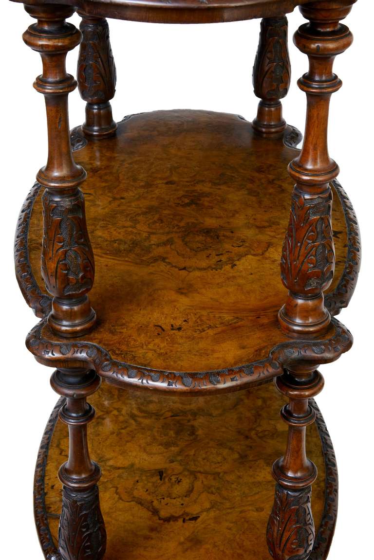English 19th Century High Victorian Carved Walnut Whatnot