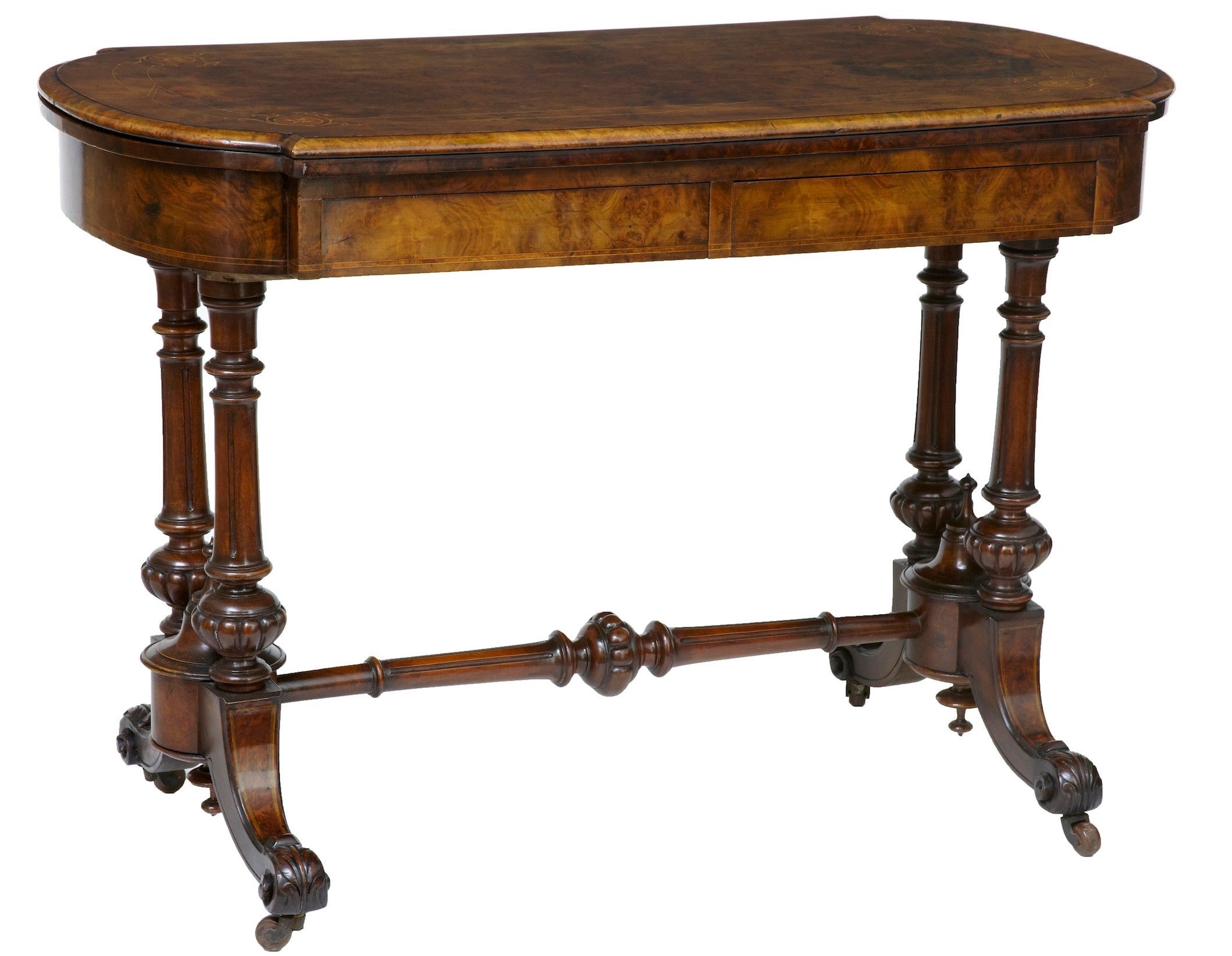 Unusual 19th Century Carved Walnut Card Table