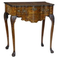 18th Century Dutch Marquetry Carved Walnut Side Table