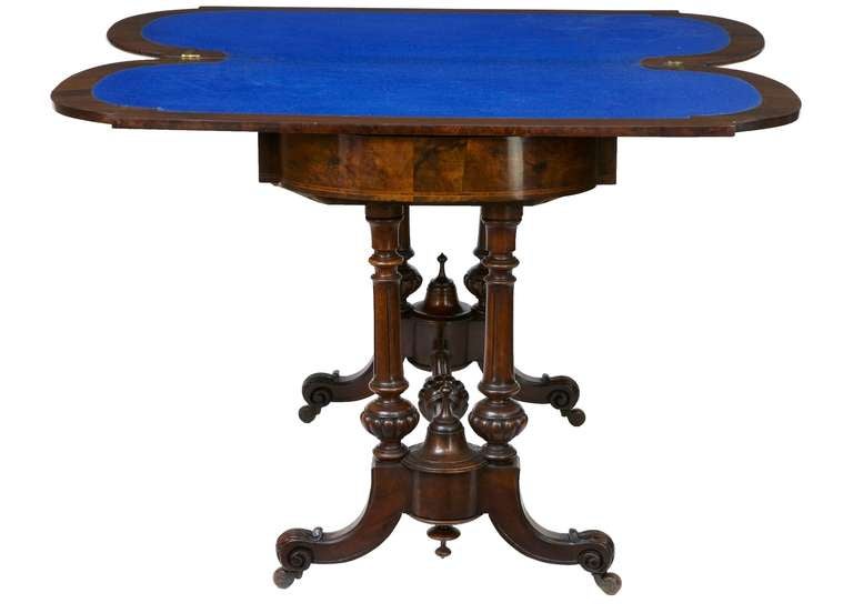 Unusual 19th Century Carved Walnut Card Table 1