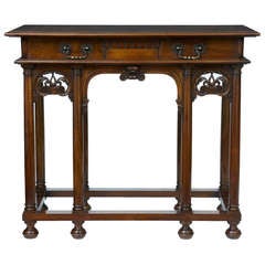 Antique 19th Century Carved Walnut Single Drawer Side Table