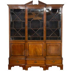 Antique 19th Century Inlaid Mahogany Breakfront Bookcase
